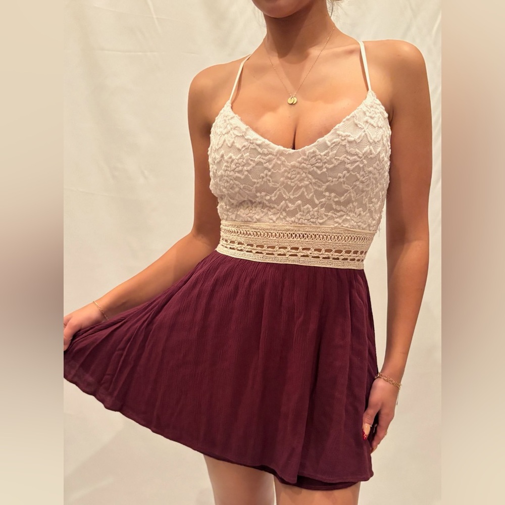Windsor Cream and Burgundy Mini Dress